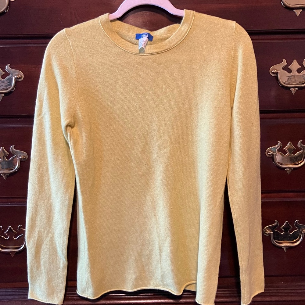 J. crew Bella cashmere sweater yellow green size small